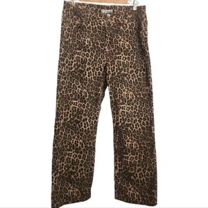 Wide Leg Leopard Print Pants - Brown